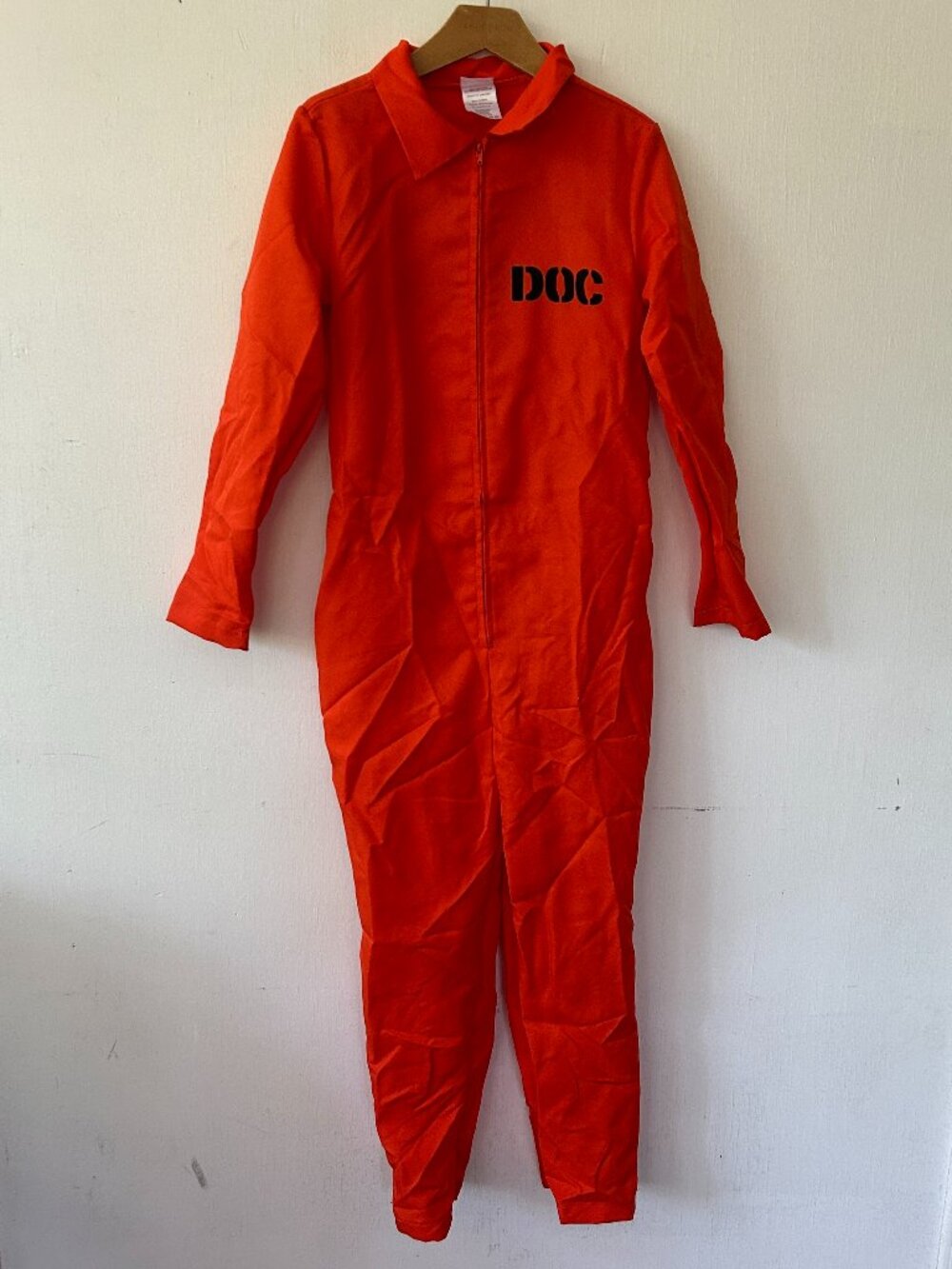 Spirit Department of Corrections Jumpsuit Costume Kids Large Orange Full‎ Zip